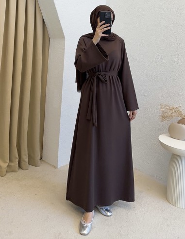 D30089 içlik elbise - kahverengi