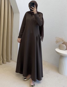 7202 scuba elbise -Kahverengi