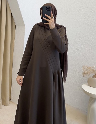 7202 scuba elbise -Kahverengi