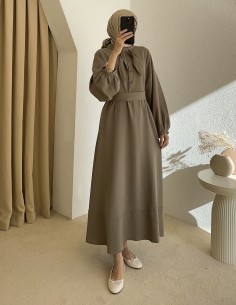 2348 lora elbise - yeşil 2