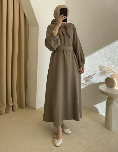 2348 lora elbise - yeşil