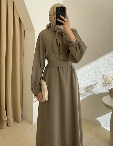 2348 lora elbise - yeşil