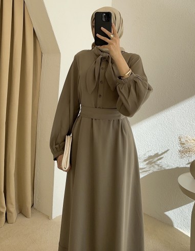 2348 lora elbise - yeşil