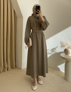 2348 lora elbise - yeşil