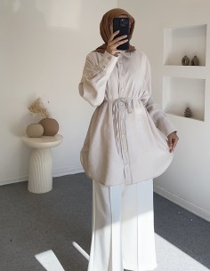 HY24901 gömlek - Bej