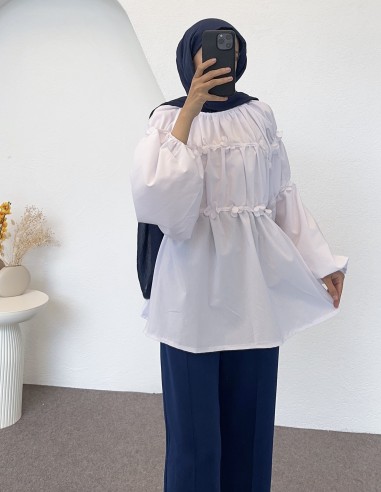 752 papatya tunik - Beyaz