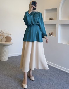 0105 saten tunik - petrol... 2