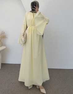 5006 geniş kol elbise - sarı 2