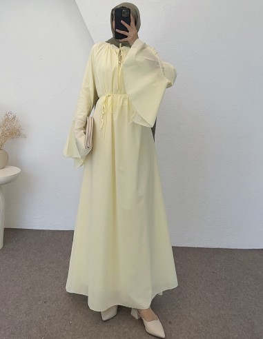 5006 geniş kol elbise - sarı