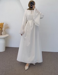 5006 geniş kol elbise - Beyaz