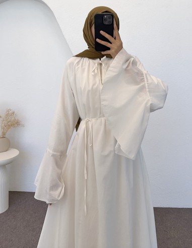 5006 geniş kol elbise - Beyaz
