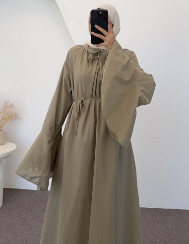 5006 geniş kol elbise - Vizon