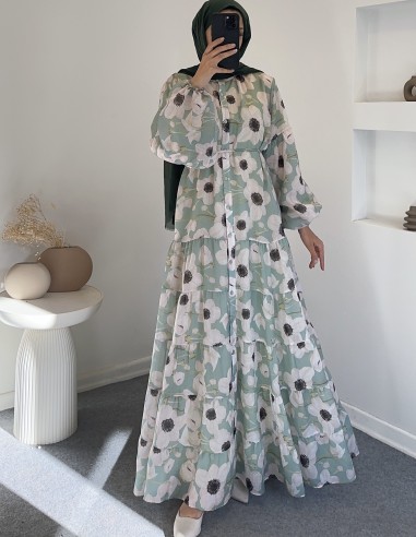 099 şifon elbise - yeşil