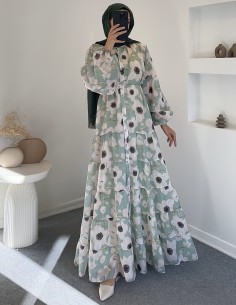 099 şifon elbise - yeşil 2