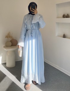 2275 yaka detay elbise - mavi 2