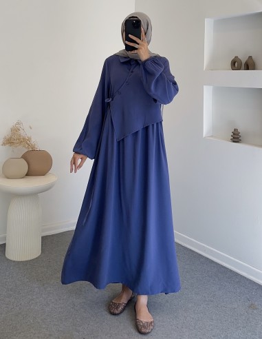 5783 düğme detay elbise - lacivert