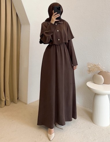 3019 cupra elbise -Kahverengi