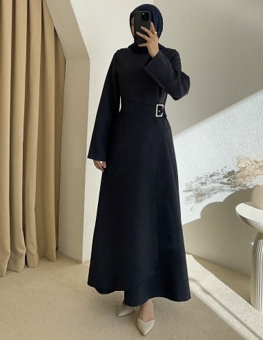 HY26134 soleil elbise - lacivert