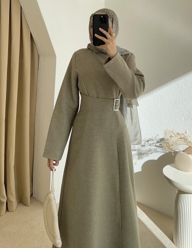 HY26134 soleil elbise - yeşil