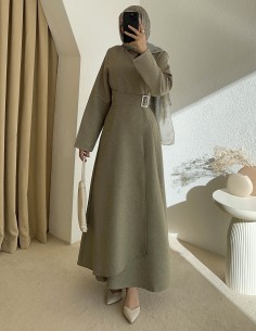 HY26134 soleil elbise - yeşil