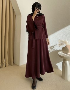 7051 saten takım - bordo