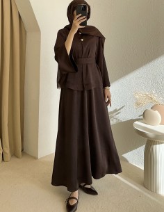 7051 saten takım - Kahverengi