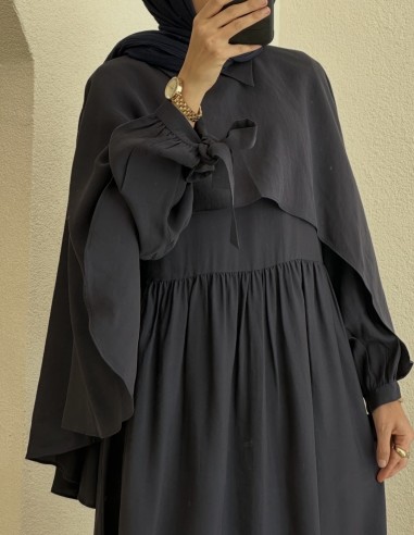 3174 wexa pelerinli elbise - lacivert