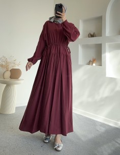 0178 flora elbise - bordo