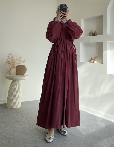 0178 flora elbise - bordo