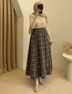 31025 kareli etek - füme