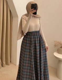 31025 kareli etek - turkuvaz 2