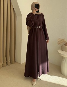 1121 kemerli elbise - mürdüm 2