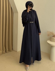 1121 kemerli elbise - lacivert