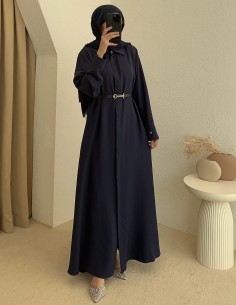 1121 kemerli elbise - lacivert 2