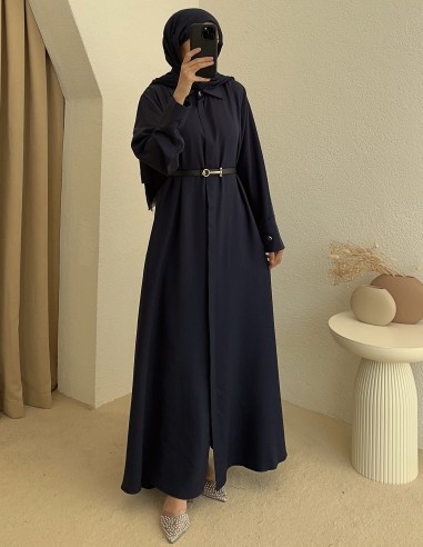 1121 kemerli elbise - lacivert