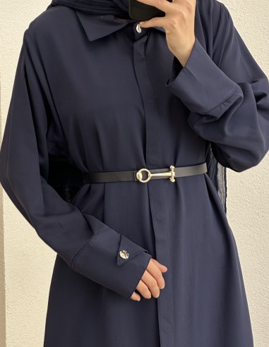 1121 kemerli elbise - lacivert