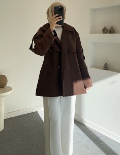 2567 trençkot - kahverengi