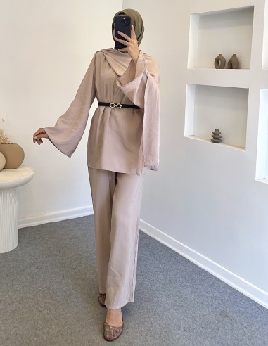 090 Pelerinli takım - bej