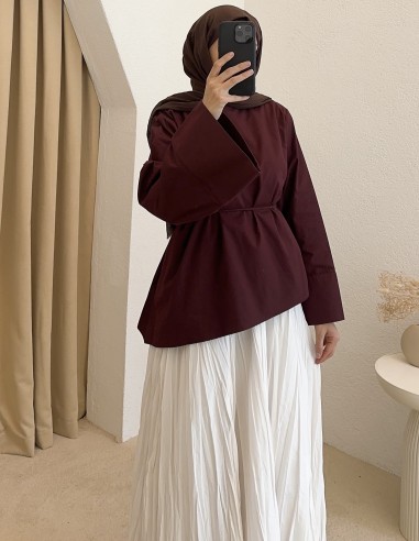 3230 asimetrik bluz -Bordo