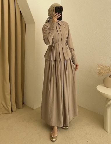 1103Y ranet pileli takım - bej