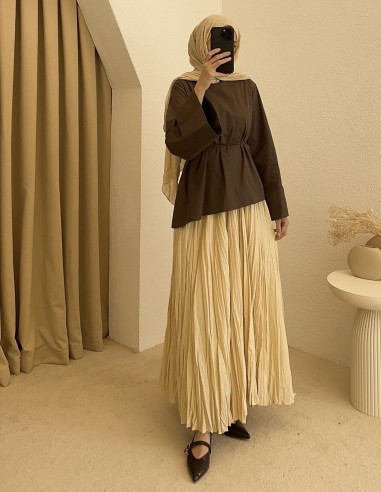 3126 Hazeran Piliseli Etek - sarı