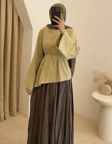 3126 Hazeran Piliseli Etek - kahverengi