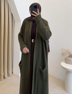 4747 uzun triko hırka - yeşil 2