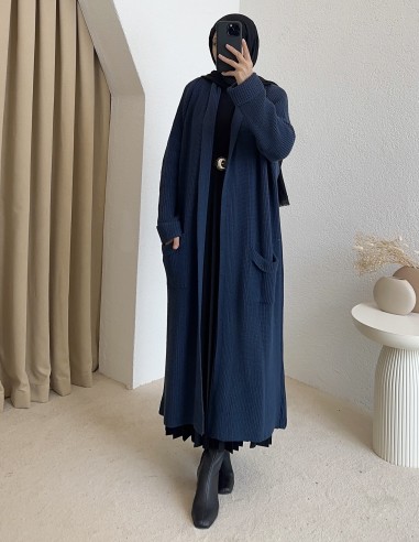 4747 uzun triko hırka - Lacivert