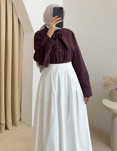 3206 astarlı etek - beyaz