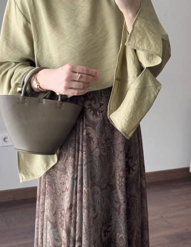 3161 İpek Cupra Lily bluz soft yeşil