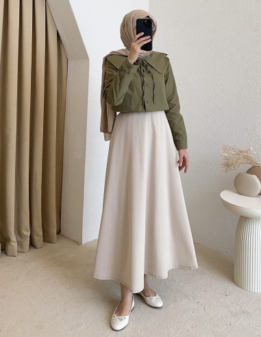 3166 yaka detay gömlek - yeşil