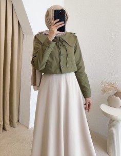 3166 yaka detay gömlek - yeşil