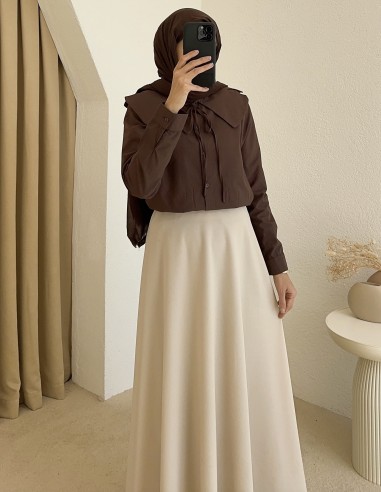 3166 yaka detay gömlek - Kahverengi