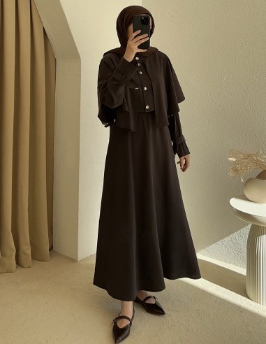 2934 pelerinli takım - Kahverengi